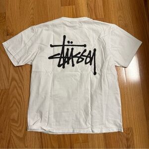 White stussy stock logo tee tshirt